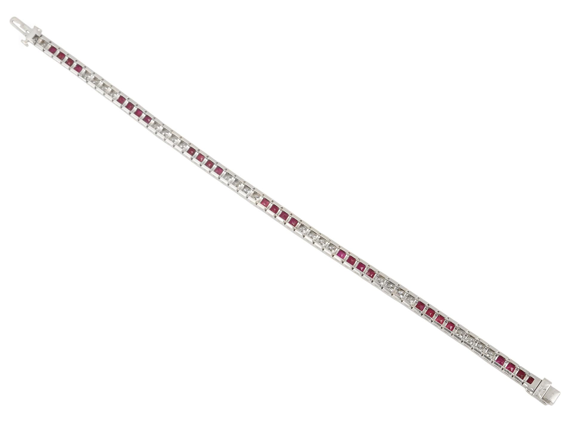 Quadrato Ruby and diamond line bracelet, American, circa 1935. in vendita