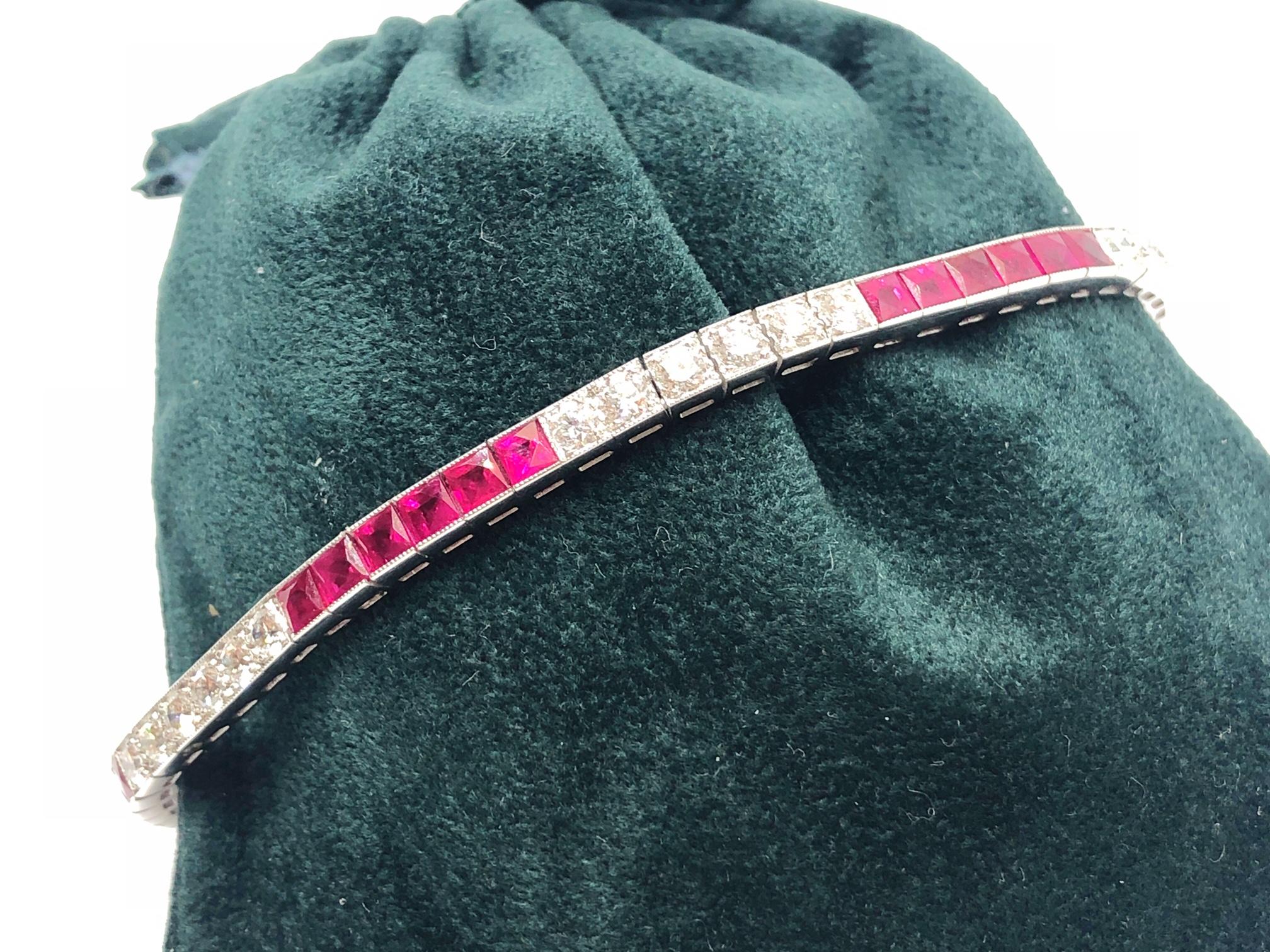 Ruby and Diamond Line Bracelet In New Condition In London, GB