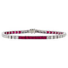 Ruby and Diamond Line Bracelet