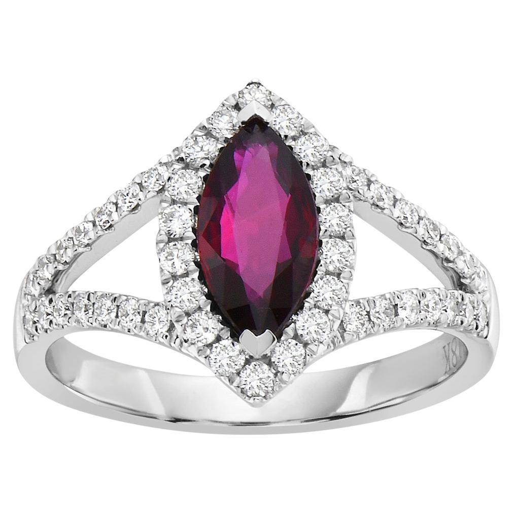 Ruby and Diamond Marquise Shaped Ring