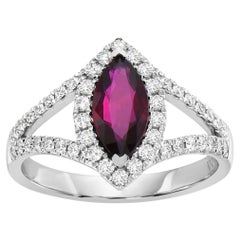 Ruby and Diamond Marquise Shaped Ring