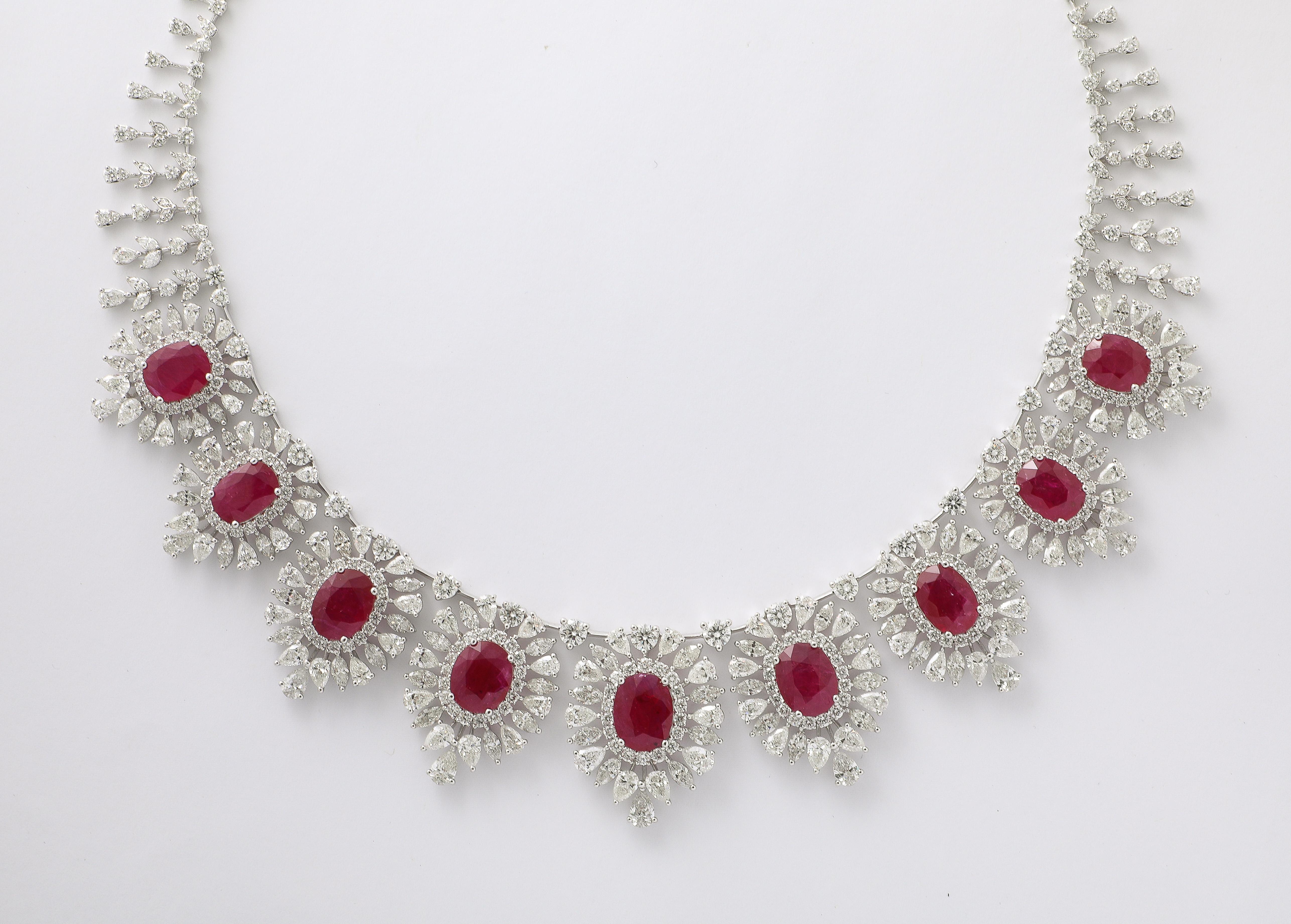 Ruby and Diamond Necklace In New Condition For Sale In New York, NY