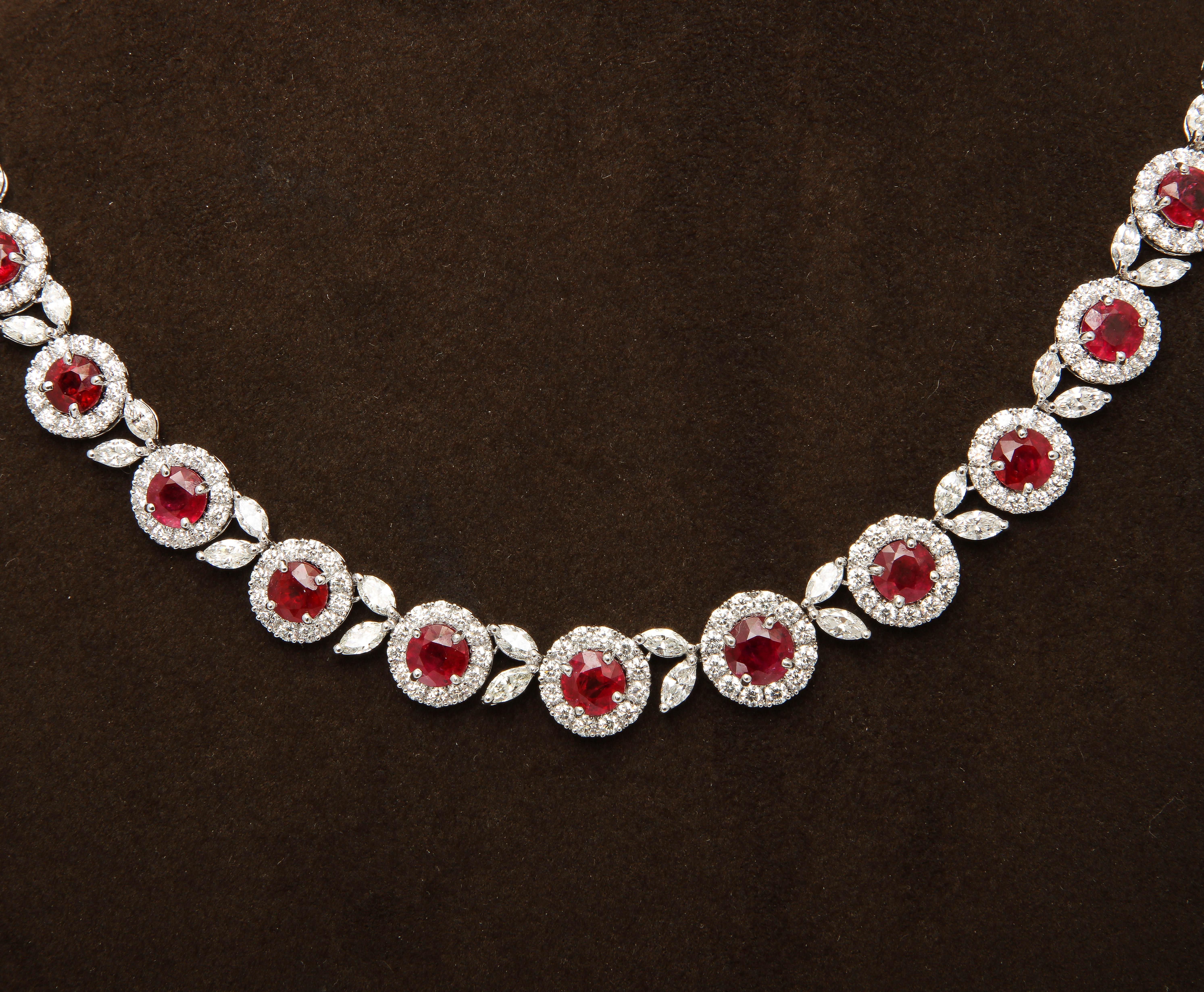 Rubin- und Diamant-Halskette Damen im Angebot