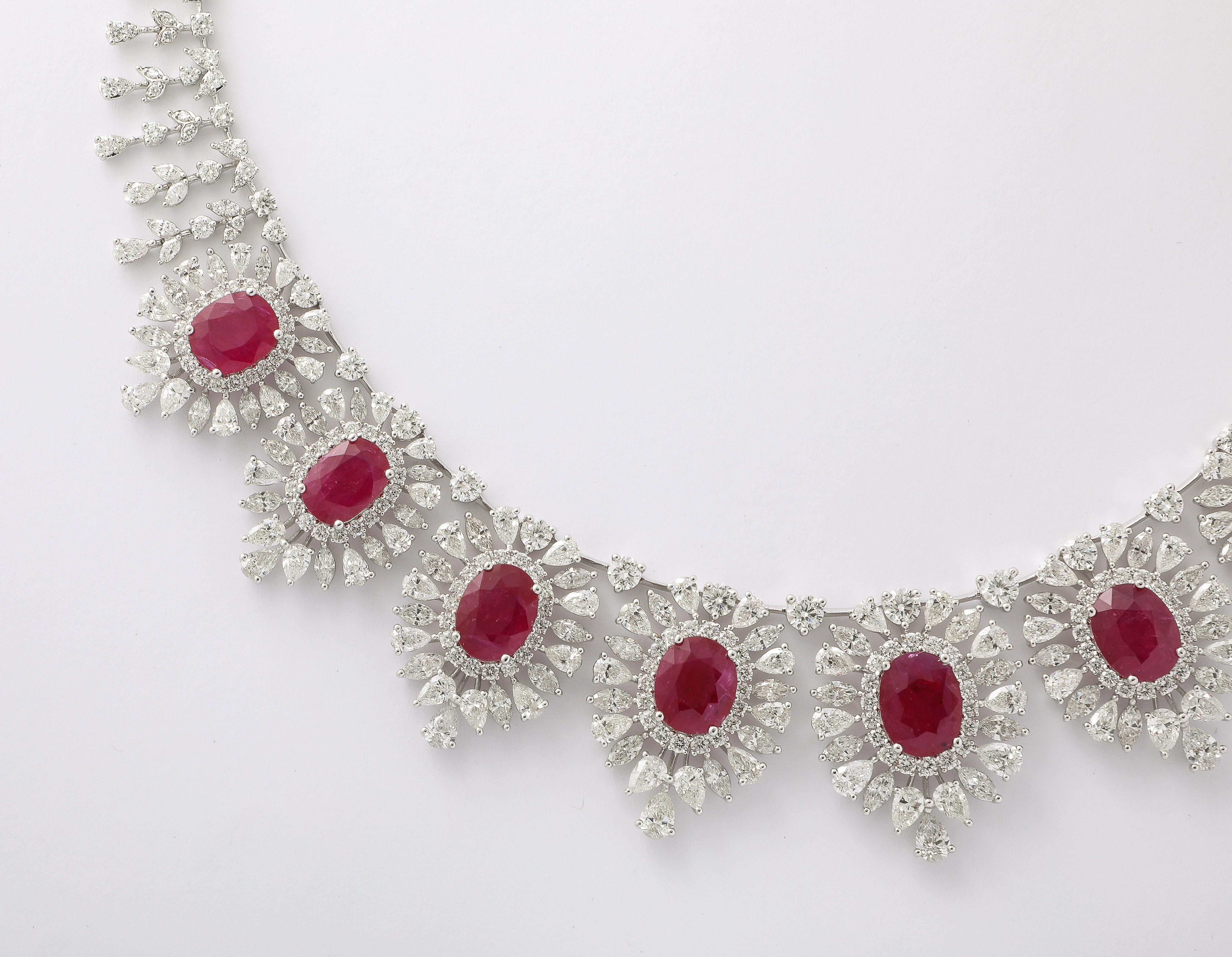Women's or Men's Ruby and Diamond Necklace For Sale