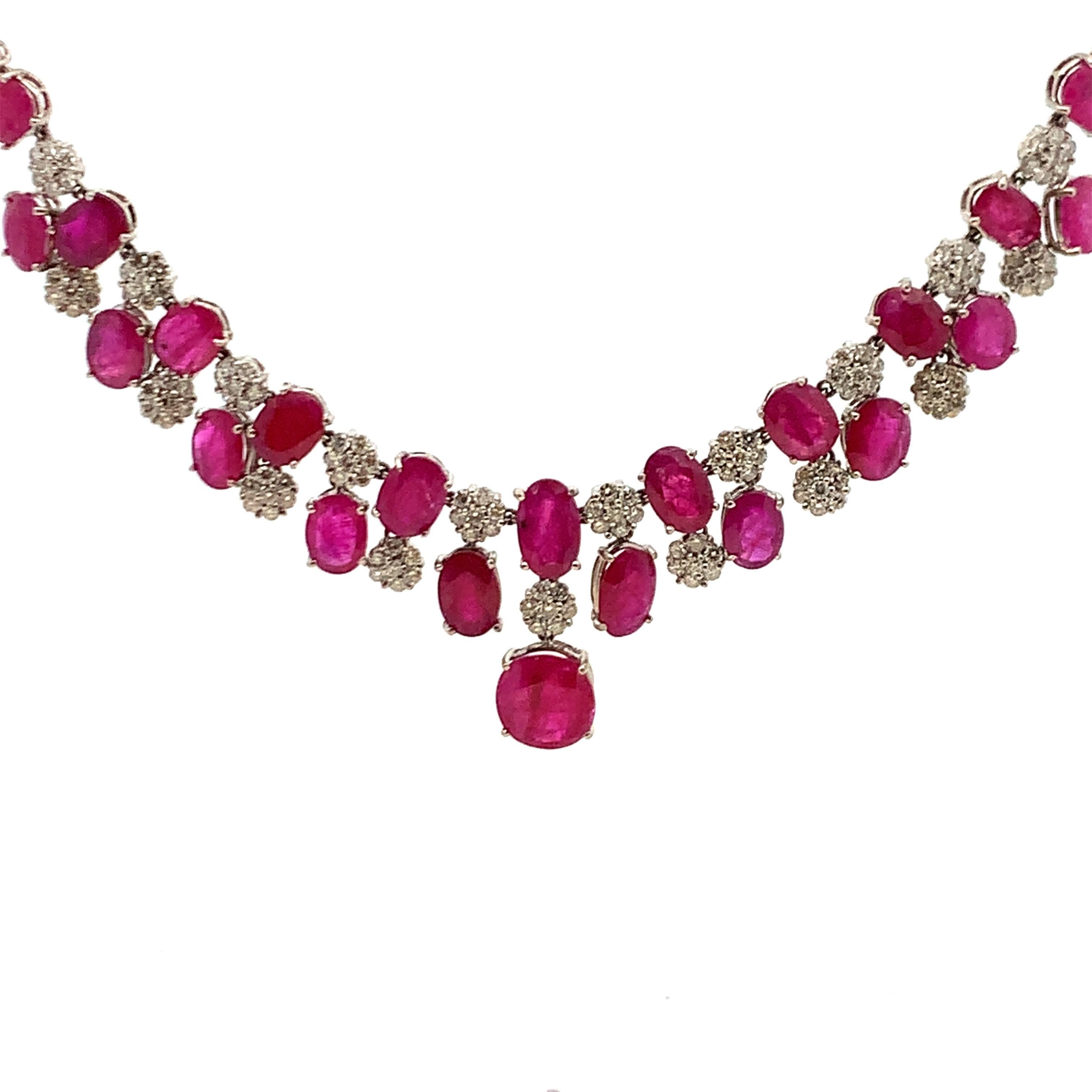 Women's Ruby and Diamond Necklace  For Sale