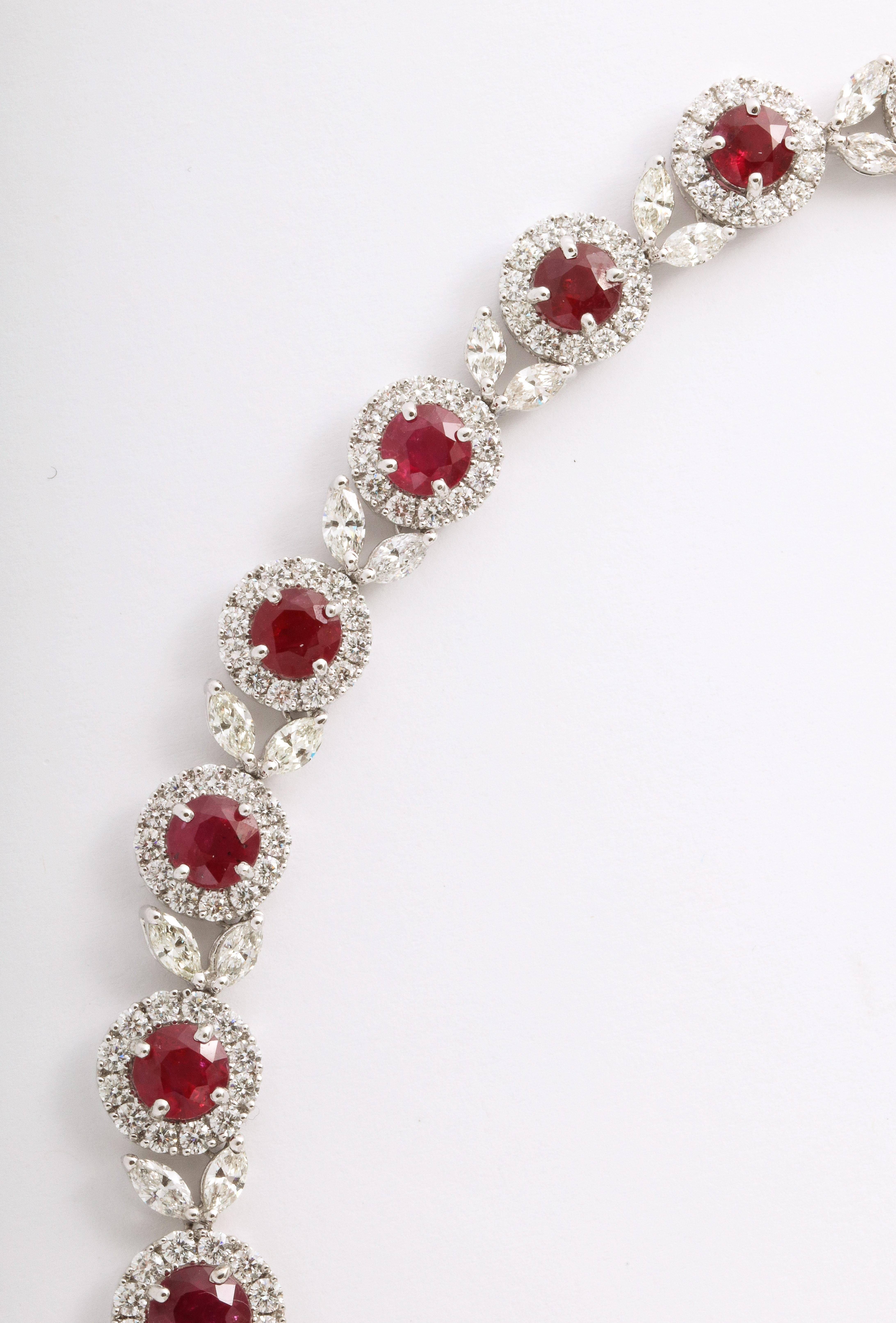 Round Cut Ruby and Diamond Necklace For Sale