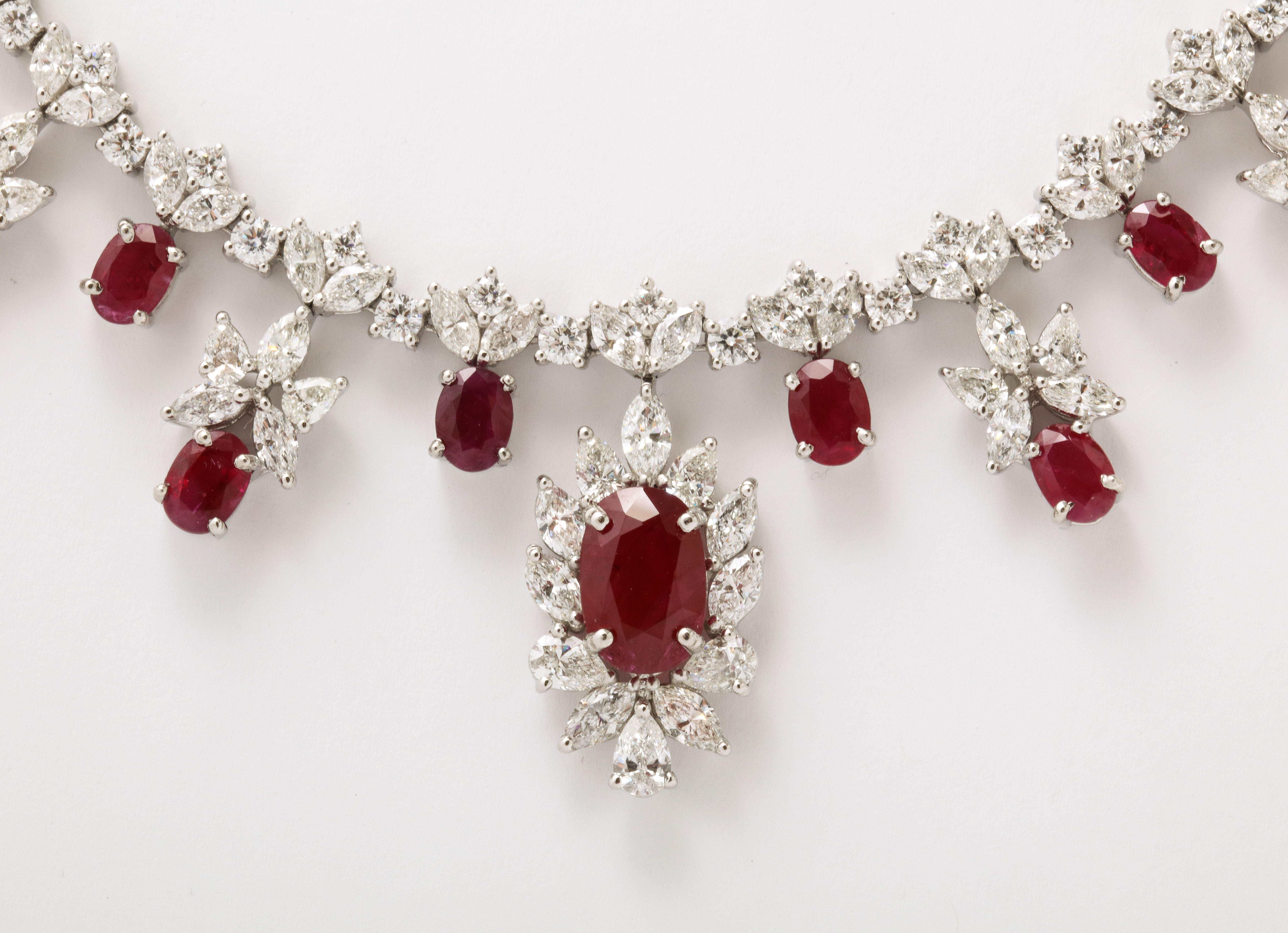 Women's Ruby and Diamond Necklace For Sale