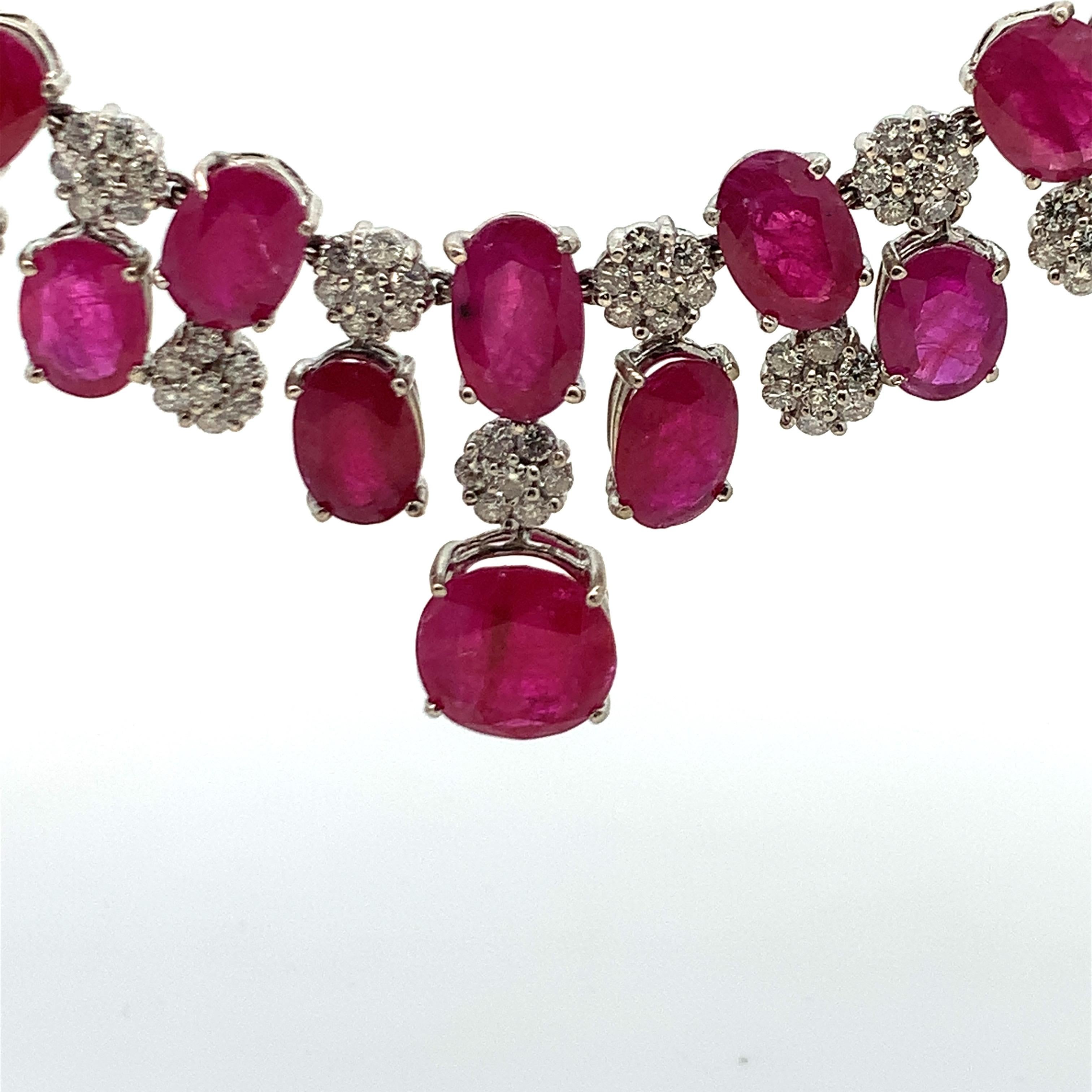 Ruby and Diamond Necklace  For Sale 1