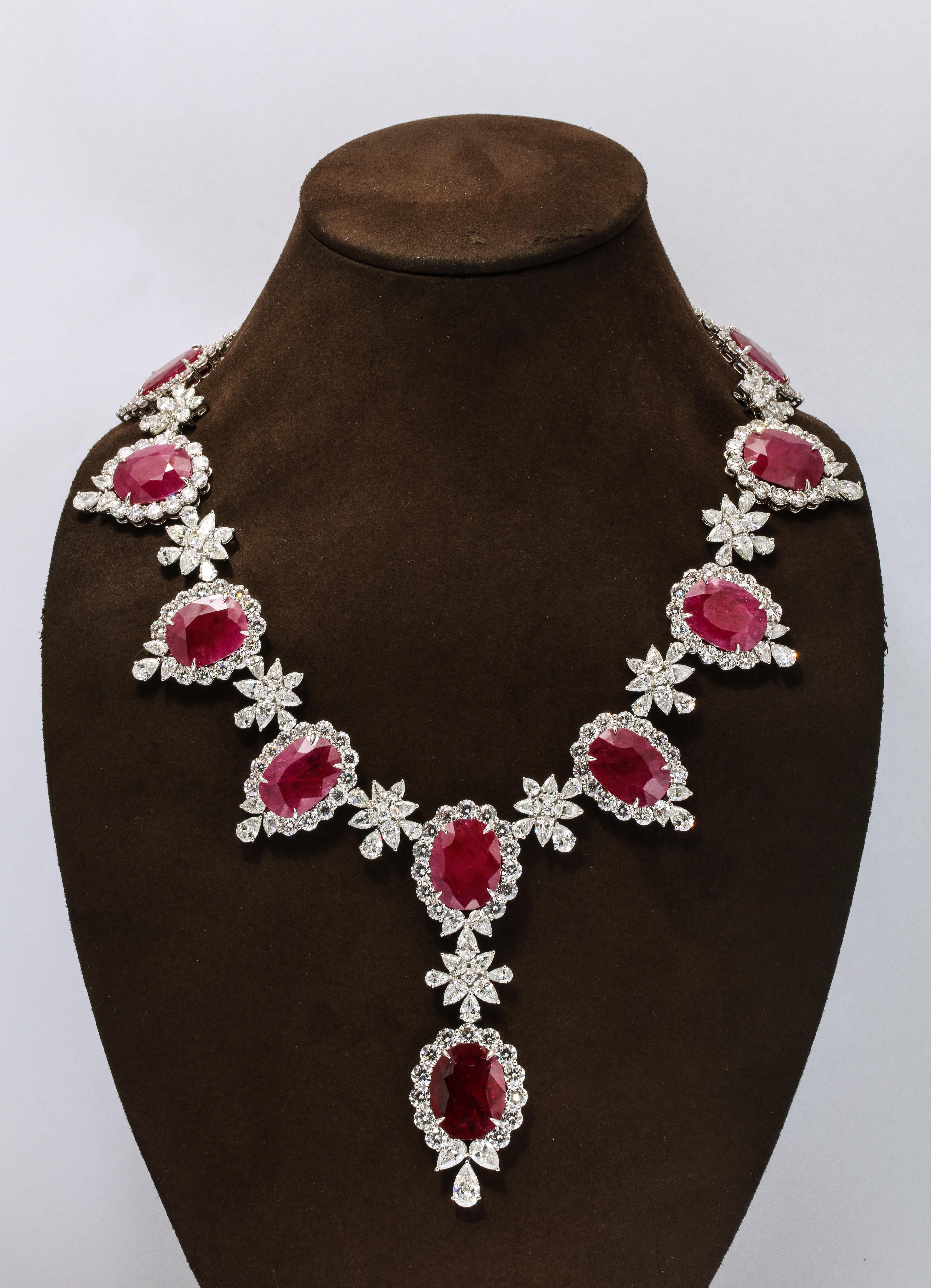 Ruby and Diamond Necklace In New Condition For Sale In New York, NY