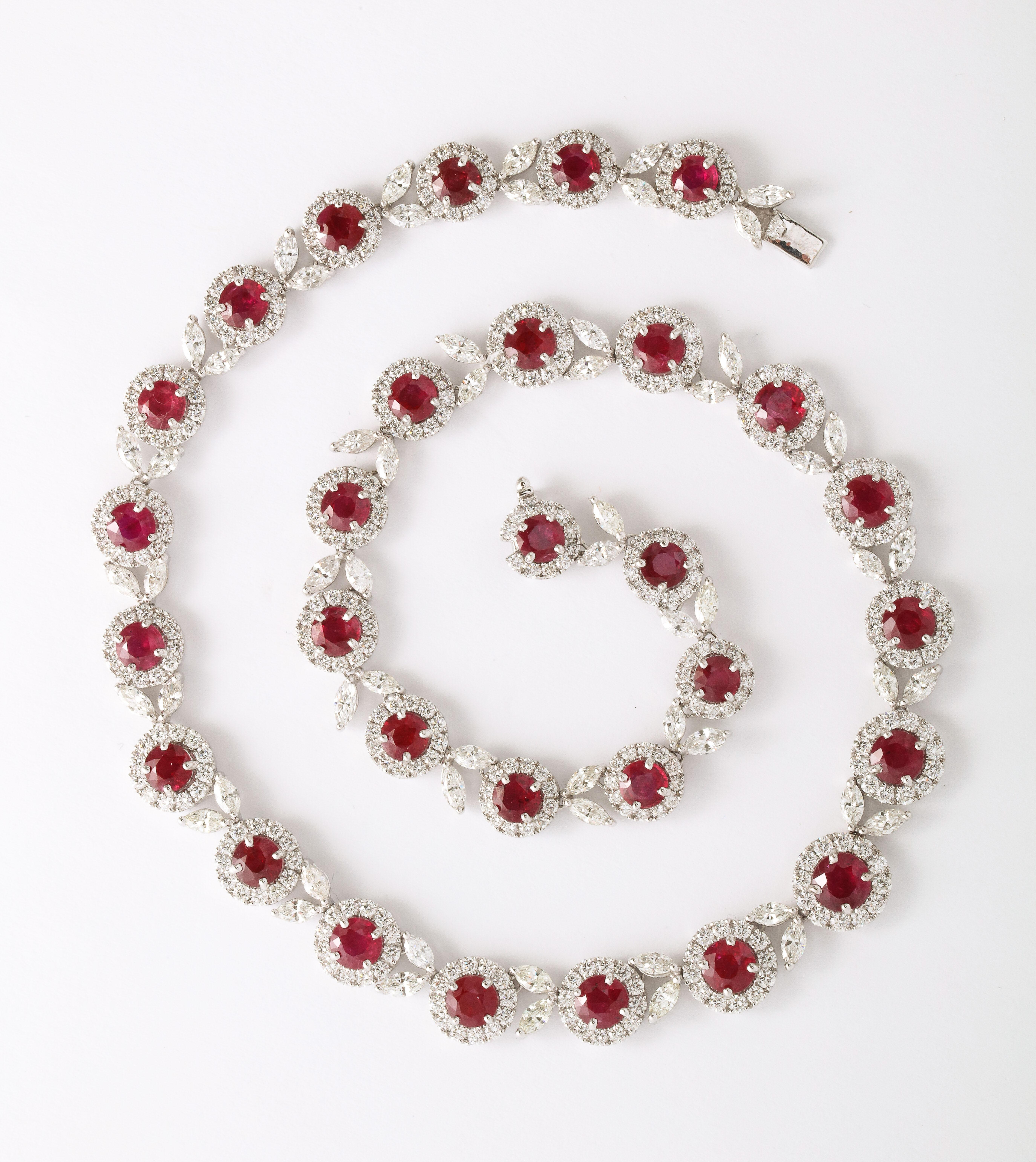 Ruby and Diamond Necklace In New Condition For Sale In New York, NY