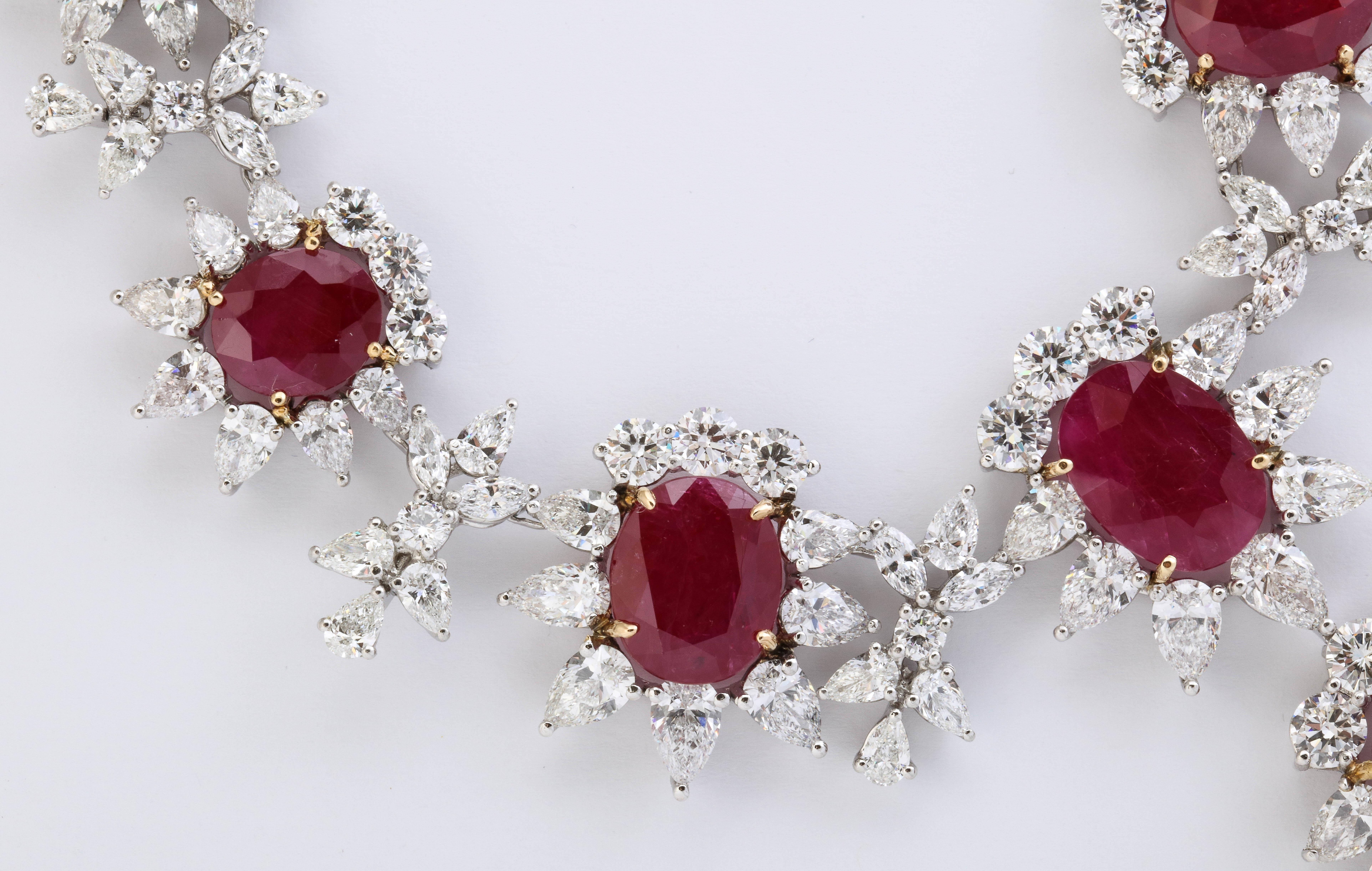 Women's or Men's Ruby and Diamond Necklace For Sale