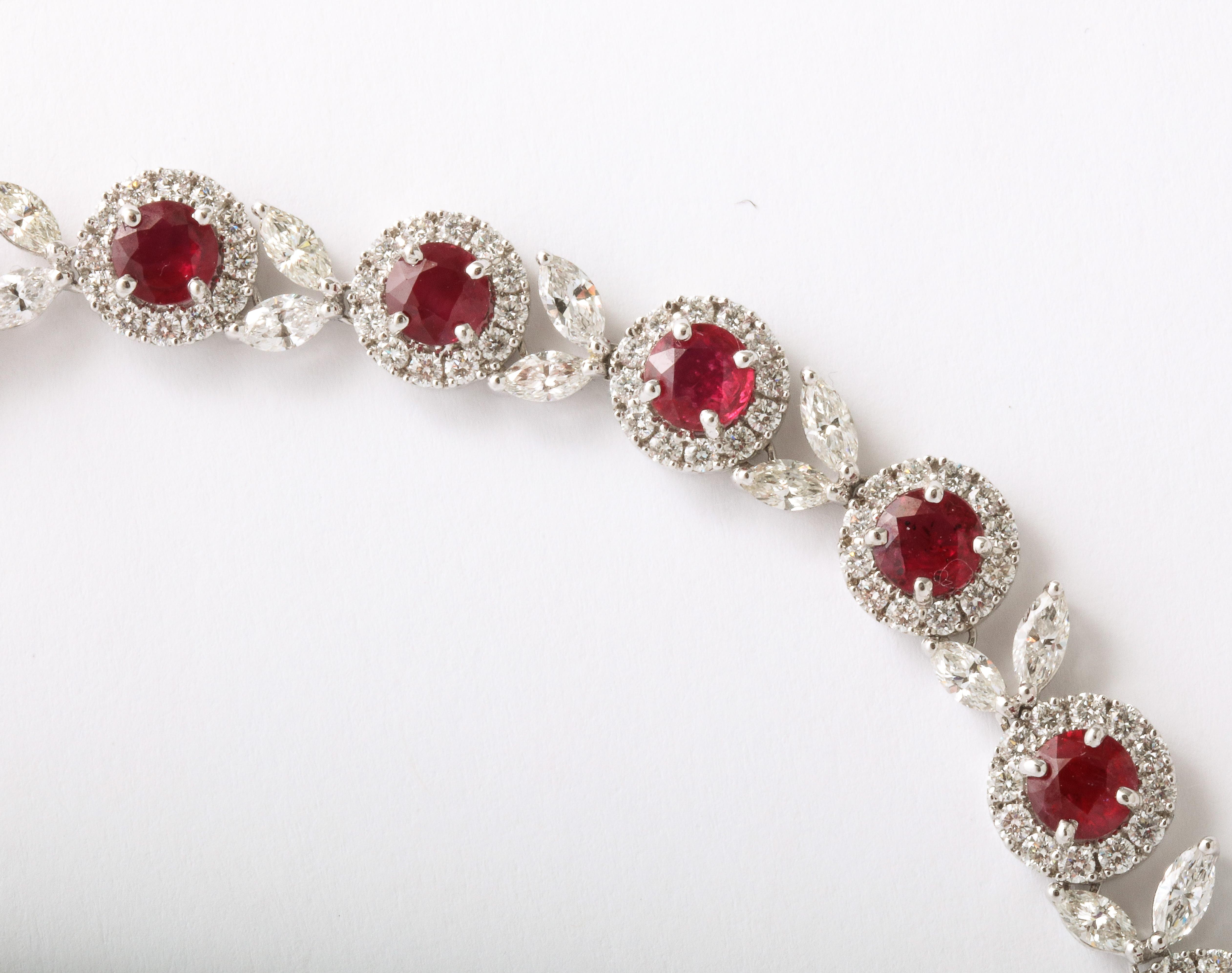 Women's Ruby and Diamond Necklace For Sale