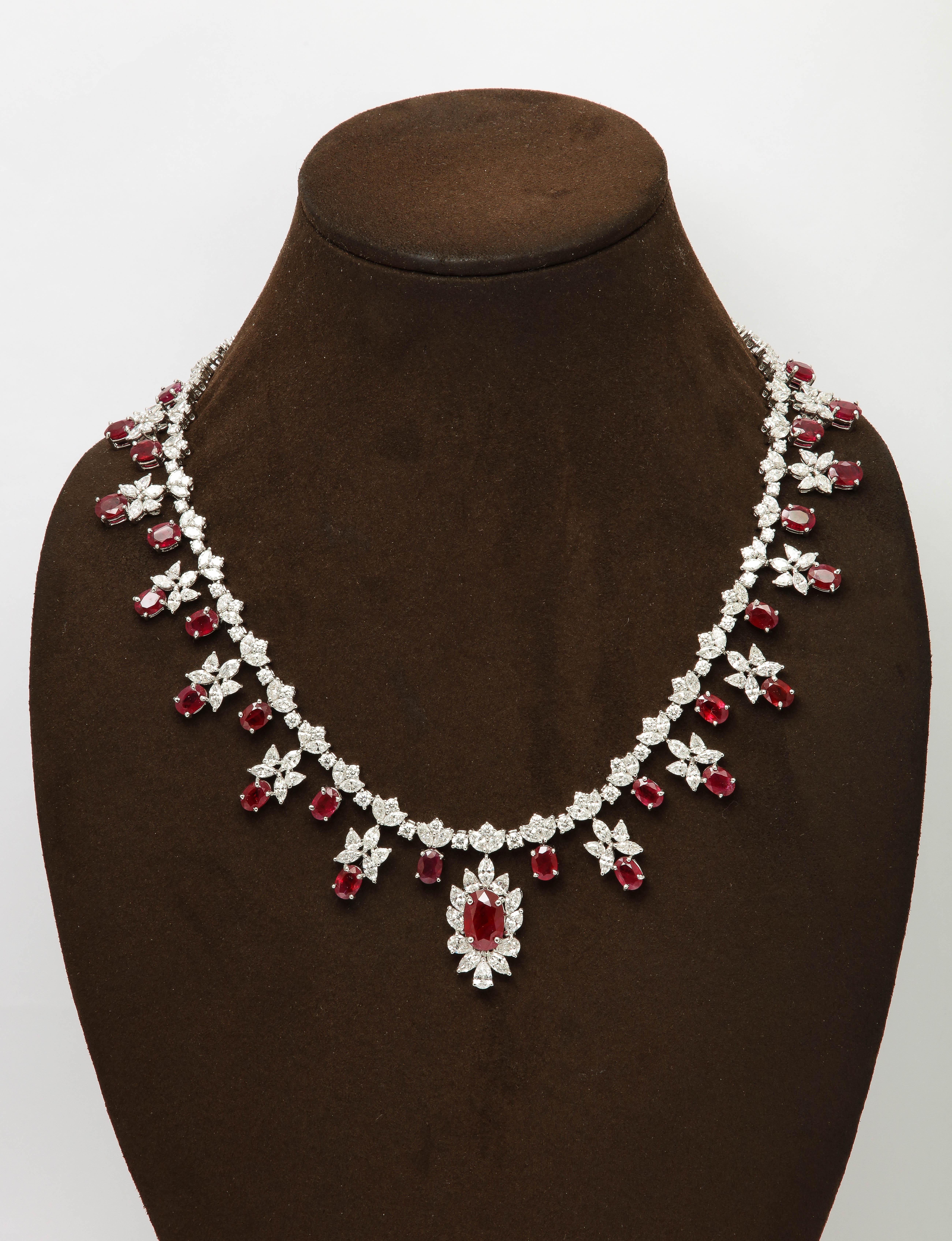 Ruby and Diamond Necklace For Sale 3