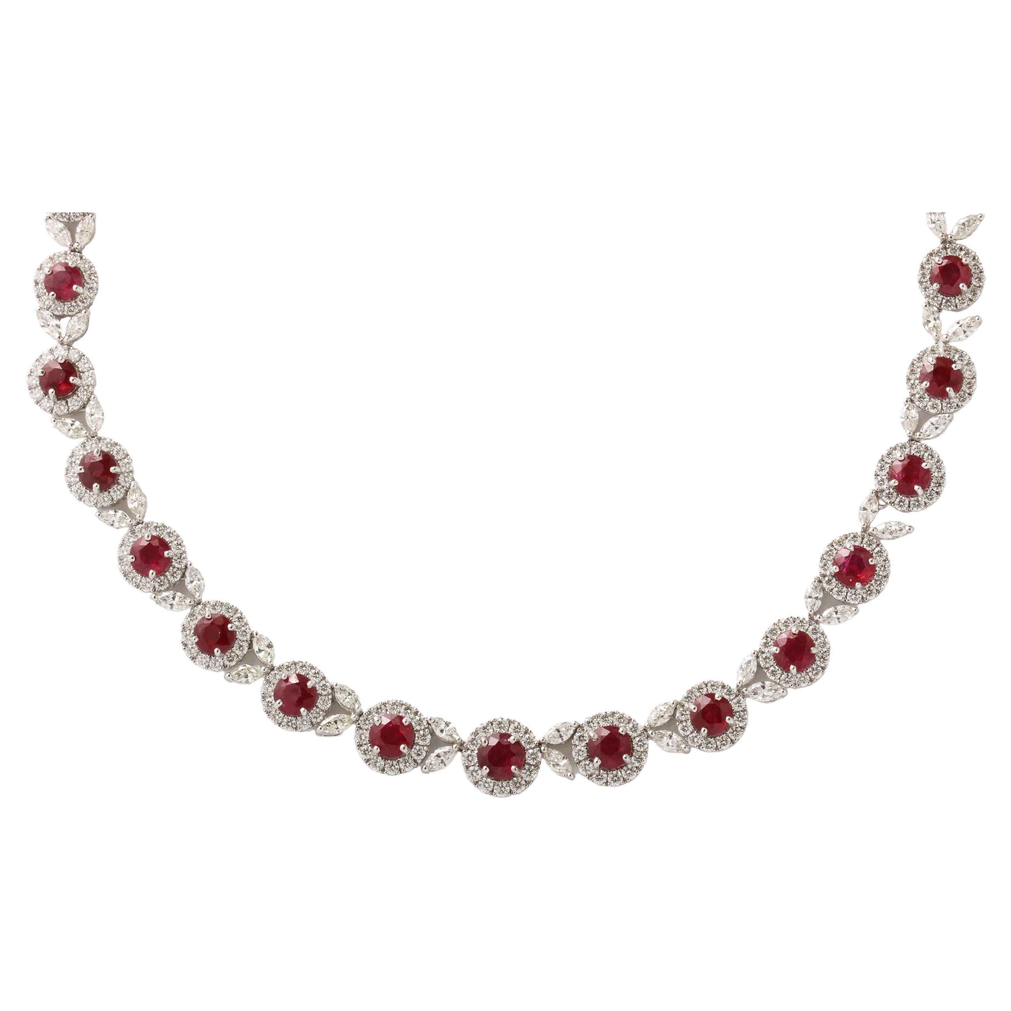 Ruby and Diamond Necklace For Sale