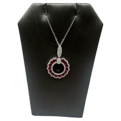Ruby and Diamond Necklace in 14kt White Gold - 0.25ctw GH VS/SI Diamonds
