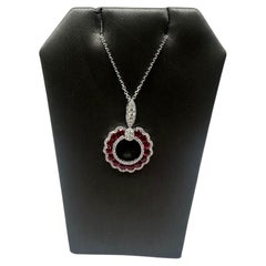 Ruby and Diamond Necklace in 14kt White Gold 0.25ctw GH VS SI Diamonds