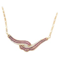 Ruby and Diamond Necklace in 18k Yellow Gold