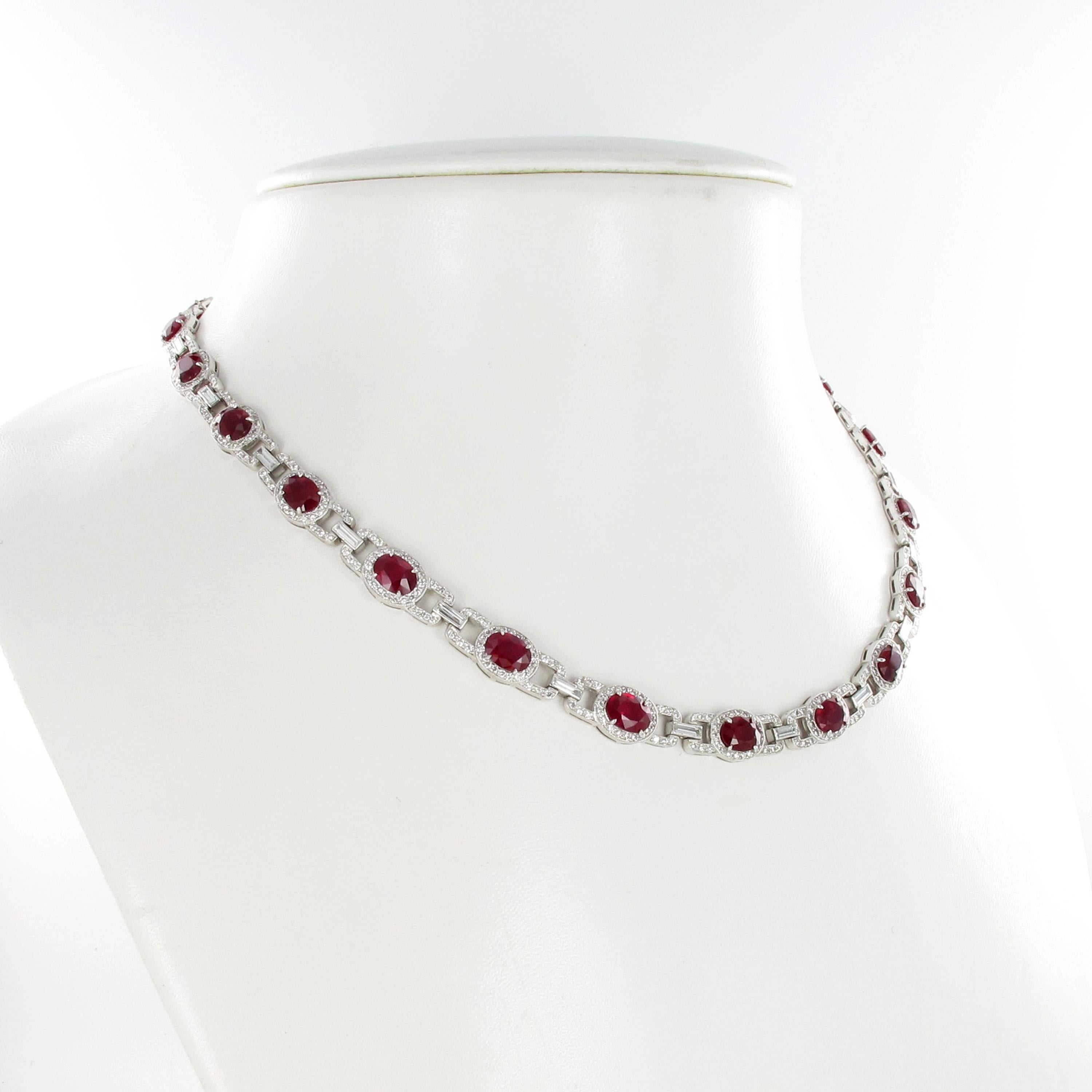Rubin- und Diamant-Halskette aus Platin 950 (Zeitgenössisch) im Angebot