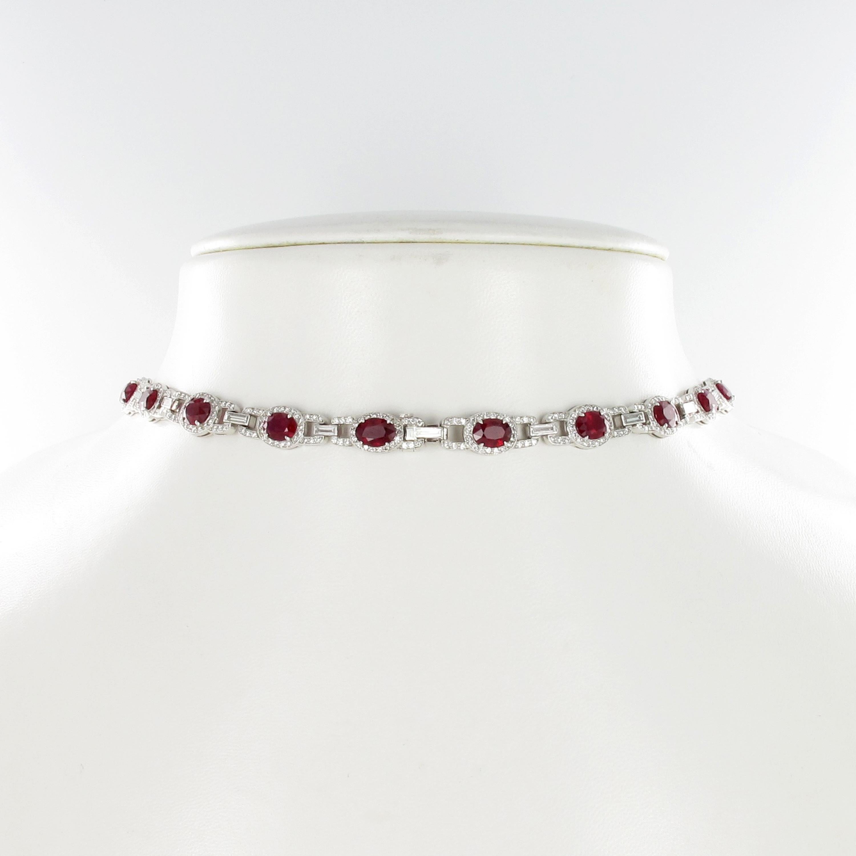 Rubin- und Diamant-Halskette aus Platin 950 im Zustand „Hervorragend“ im Angebot in Lucerne, CH
