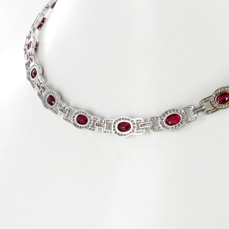 Ruby and Diamond Necklace in Platinum 950 For Sale 1