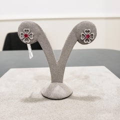 Roman Malakov,  Ruby and Diamond Open-Work Flower Earrings