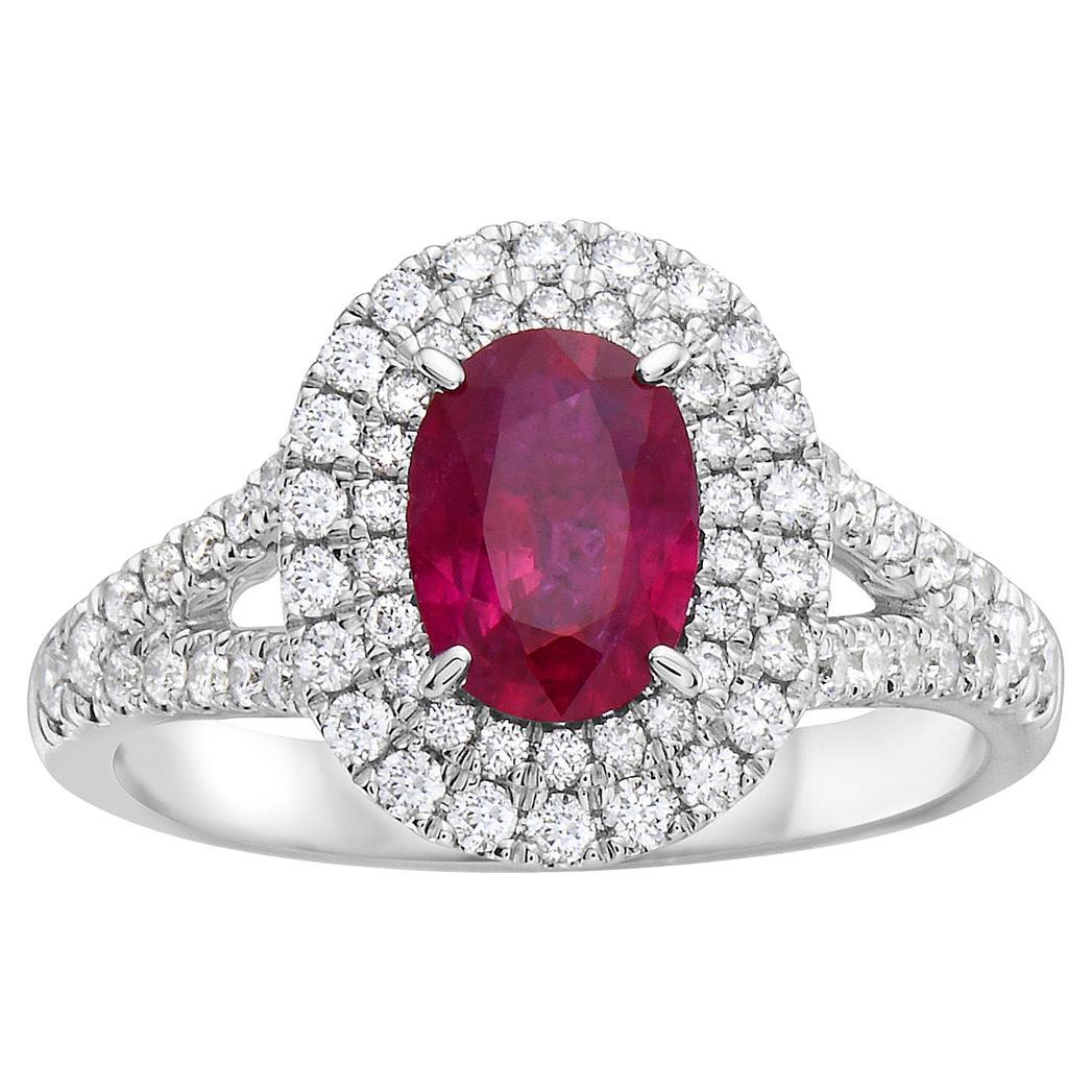 Ovaler Ring mit Rubin und Diamant im Angebot