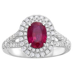 Bague ovale en rubis et diamants