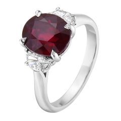 Ruby and Diamond Oval Shaped Ring