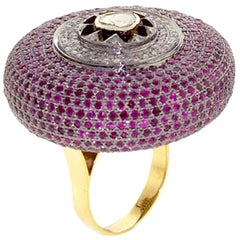 Ruby and Diamond Pave Disc Ring