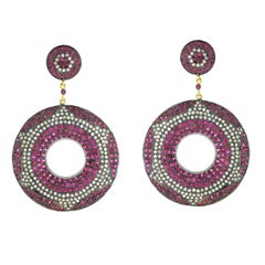 Ruby and Diamond Pave Round Earring Ruby and Diamond Pave Round Earring