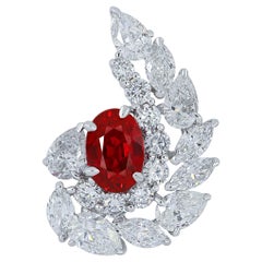 Ruby and Diamond Pendant 18 Karat White Gold