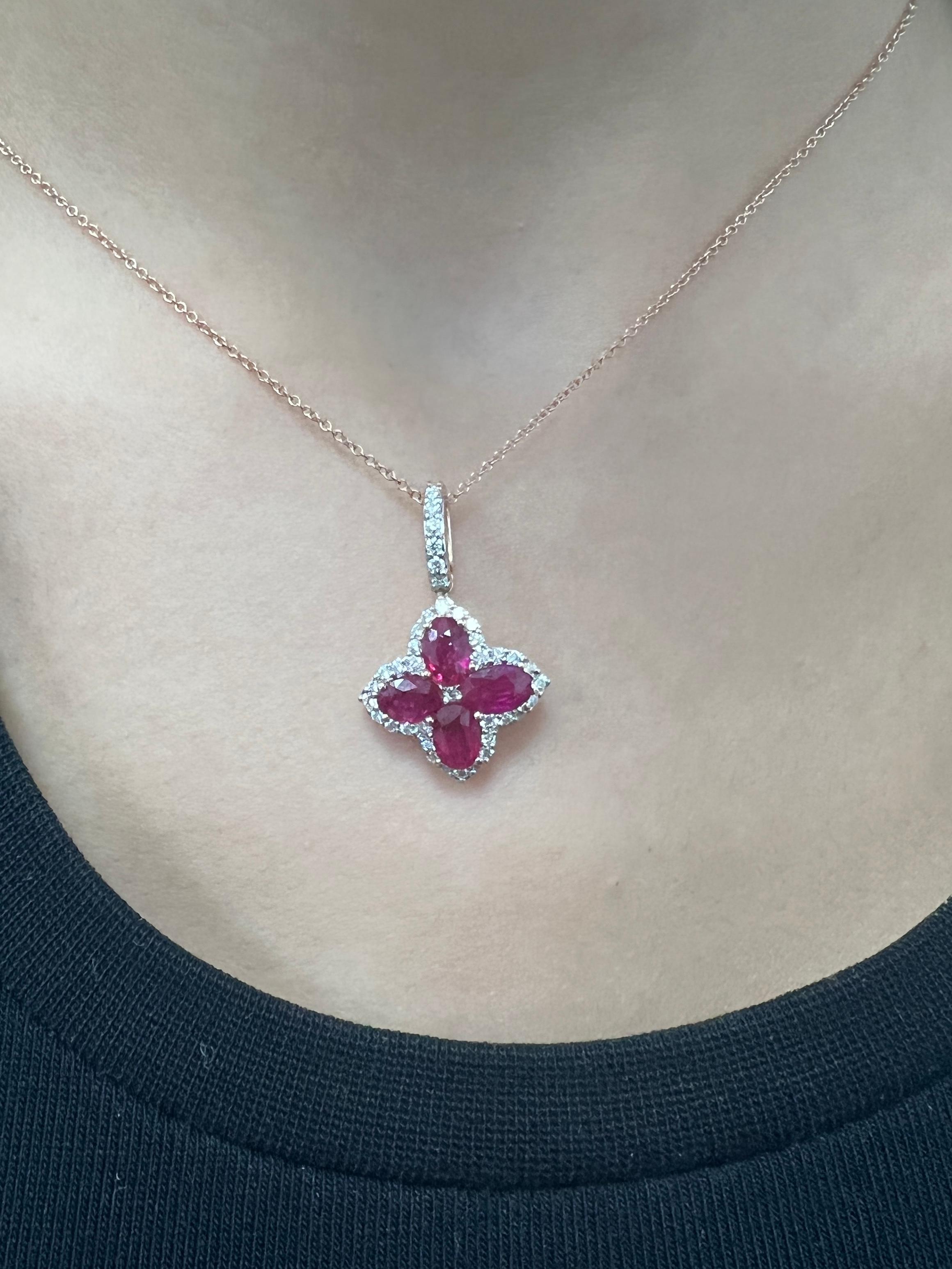Contemporary Ruby and Diamond Pendant For Sale