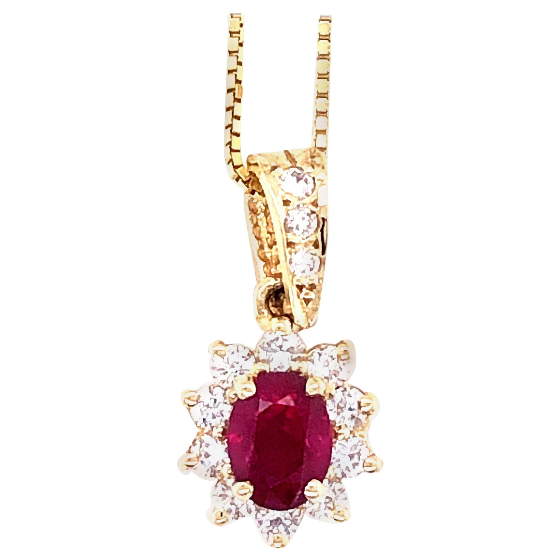 Diamond Ruby Pendant For Sale at 1stDibs