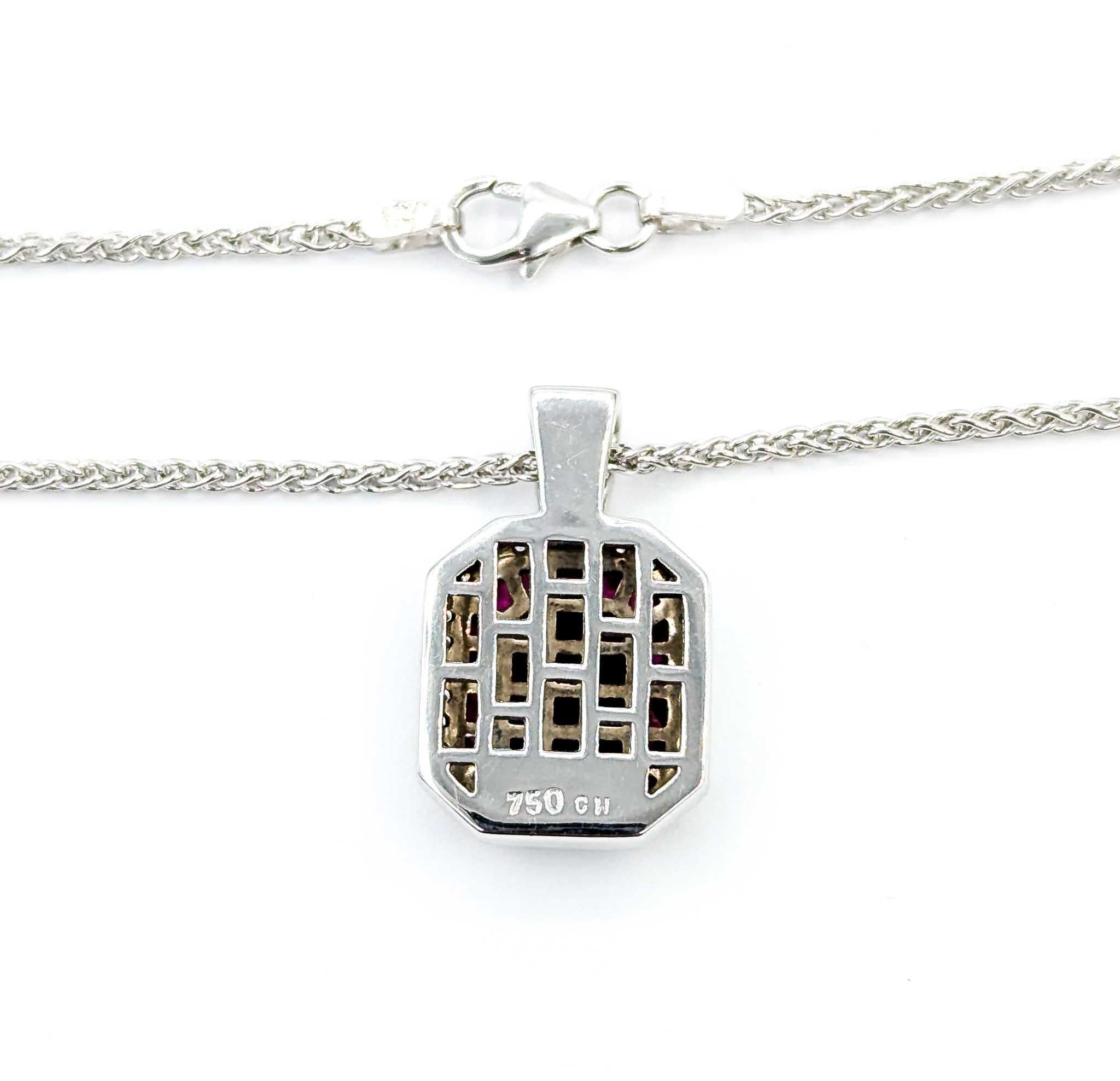Ruby and Diamond Pendant in 18k White Gold For Sale 2