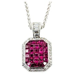 Ruby and Diamond Pendant in 18k White Gold