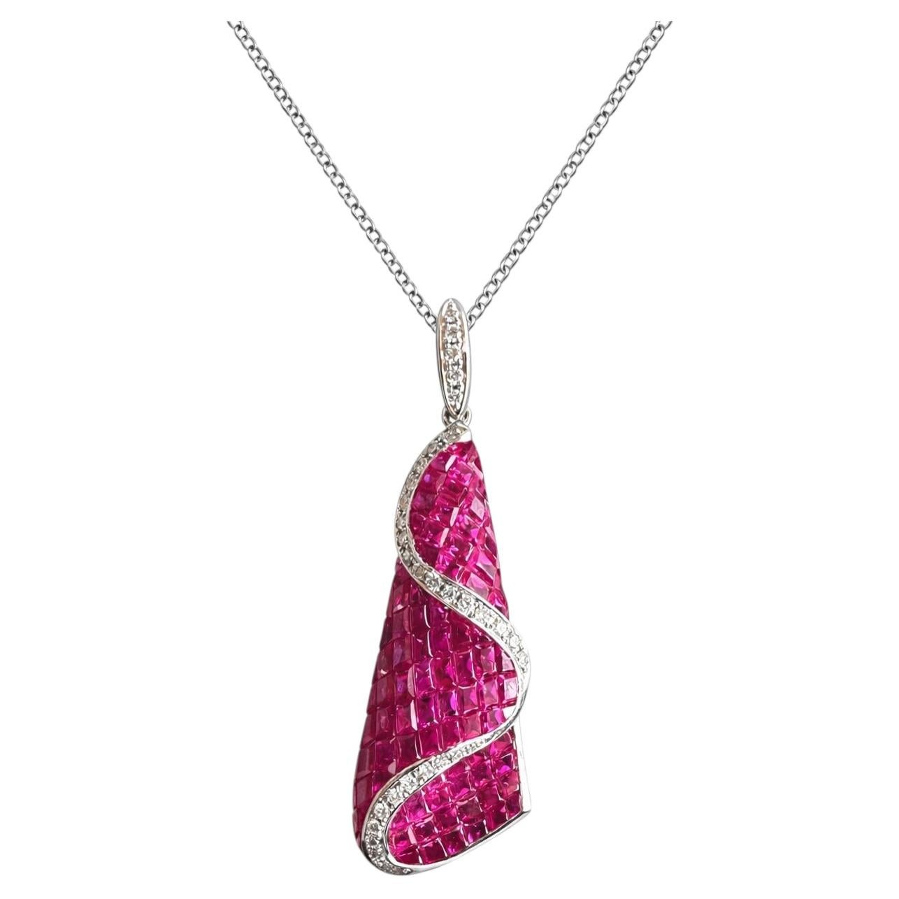 Pendentif ARAYIAN en or blanc 18k avec rubis et diamants