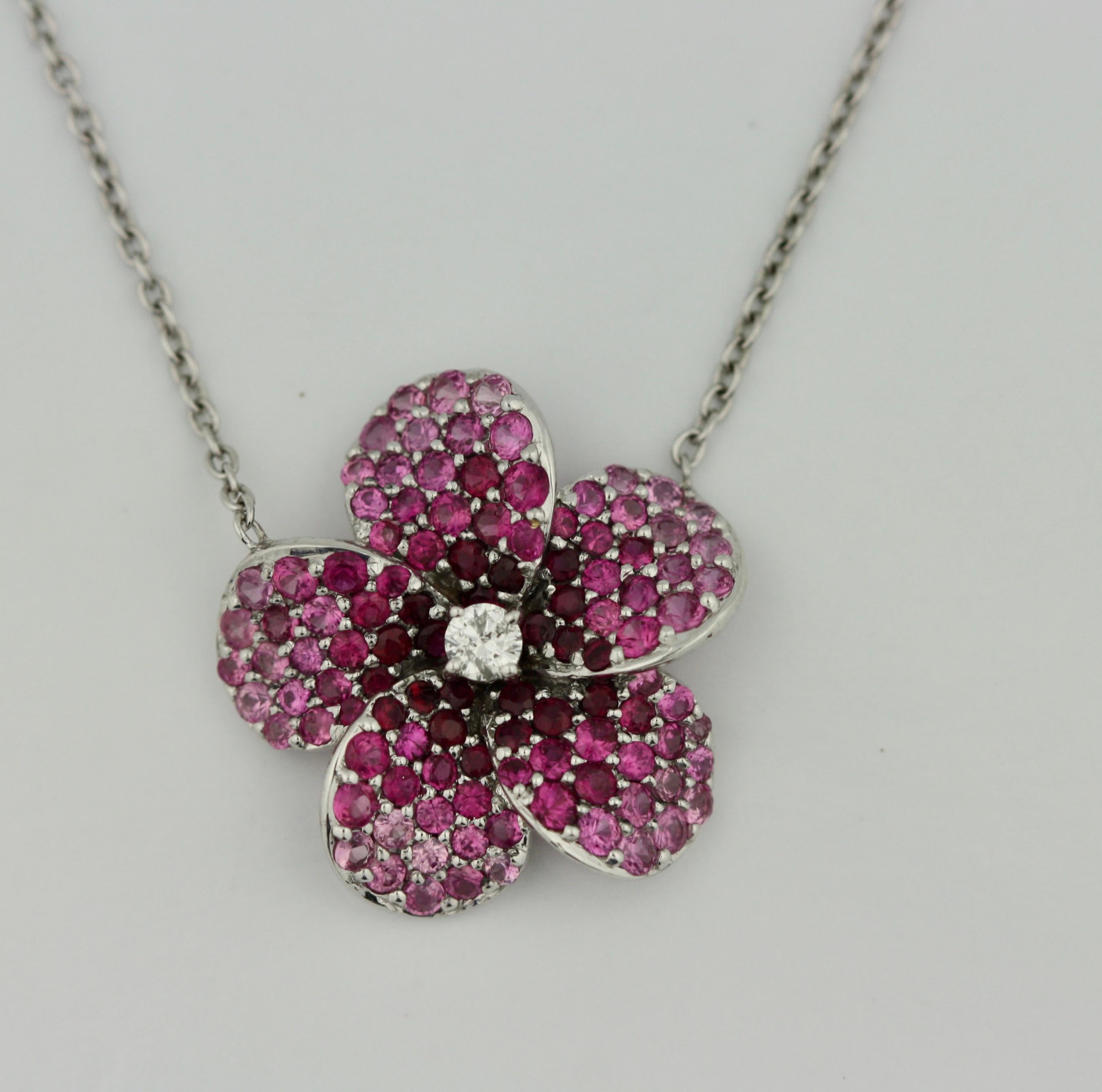 Ruby and Diamond Pendant-Necklace In Good Condition In Palm Beach, FL