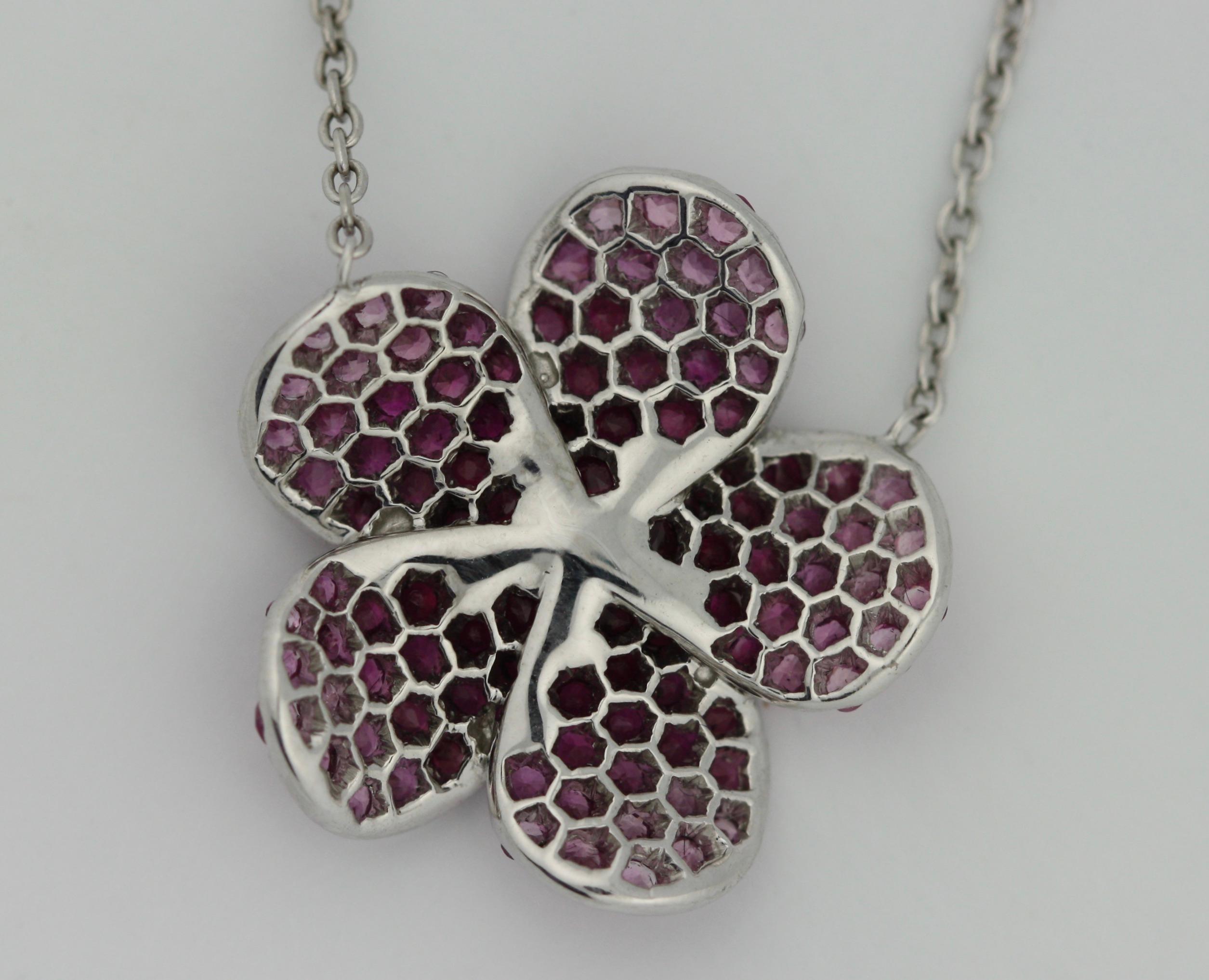 Women's or Men's Ruby and Diamond Pendant-Necklace