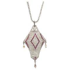 Used Ruby and Diamond Pendant Necklace
