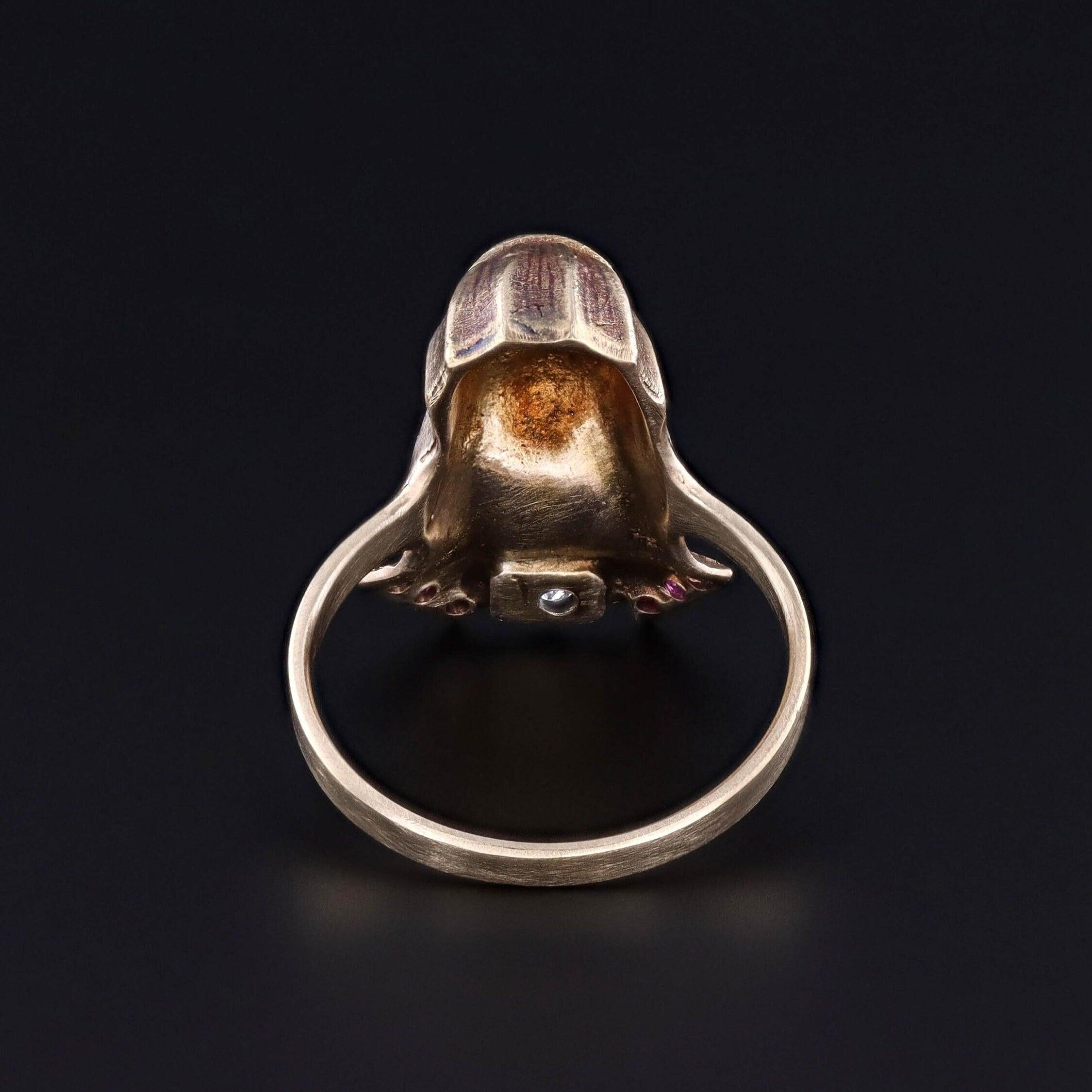 Ruby and Diamond Pharaoh Ring of 14k Gold In Good Condition For Sale In Lewisburg, PA