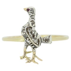Fasanenvogel-Ring mit Rubin und Diamant