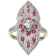 Ruby and Diamond Plaque Ring