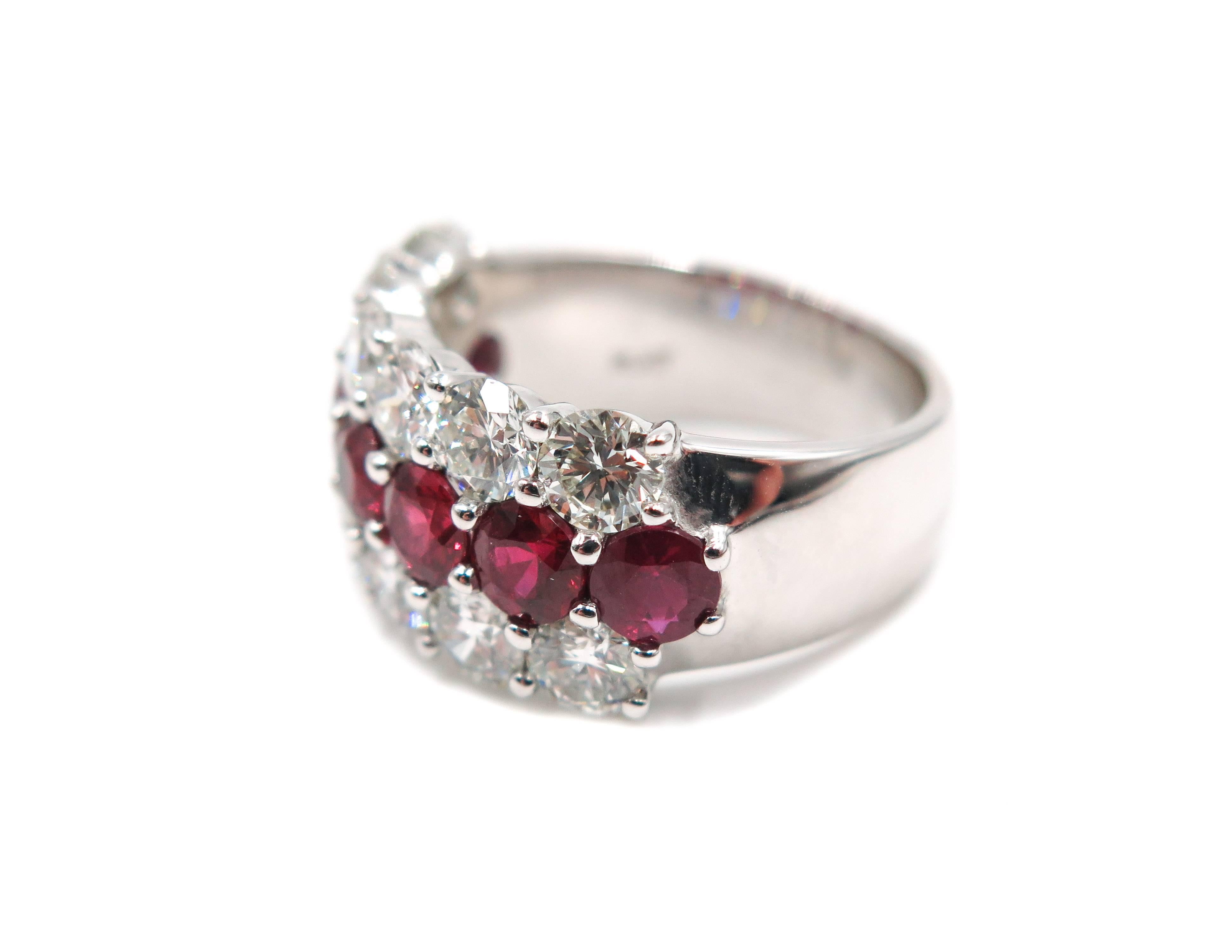 Ruby and Diamond Platinum Band In New Condition In Greenwich, CT