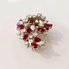 Ruby and Diamond Platinum Brooch