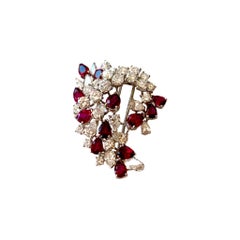 Ruby and Diamond Platinum Brooch