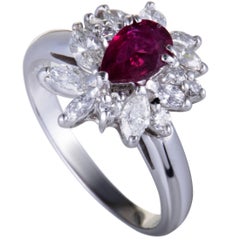 Ruby and Diamond Platinum Cocktail Ring