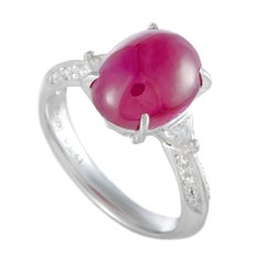 Vintage Ruby and Diamond Platinum Cocktail Ring