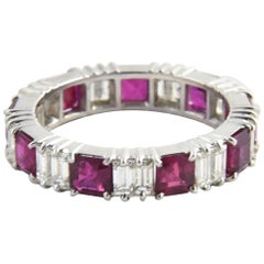 Ruby and Diamond Platinum Eternity Band Ring Ruby and Diamond Platinum Eternity Band Ring