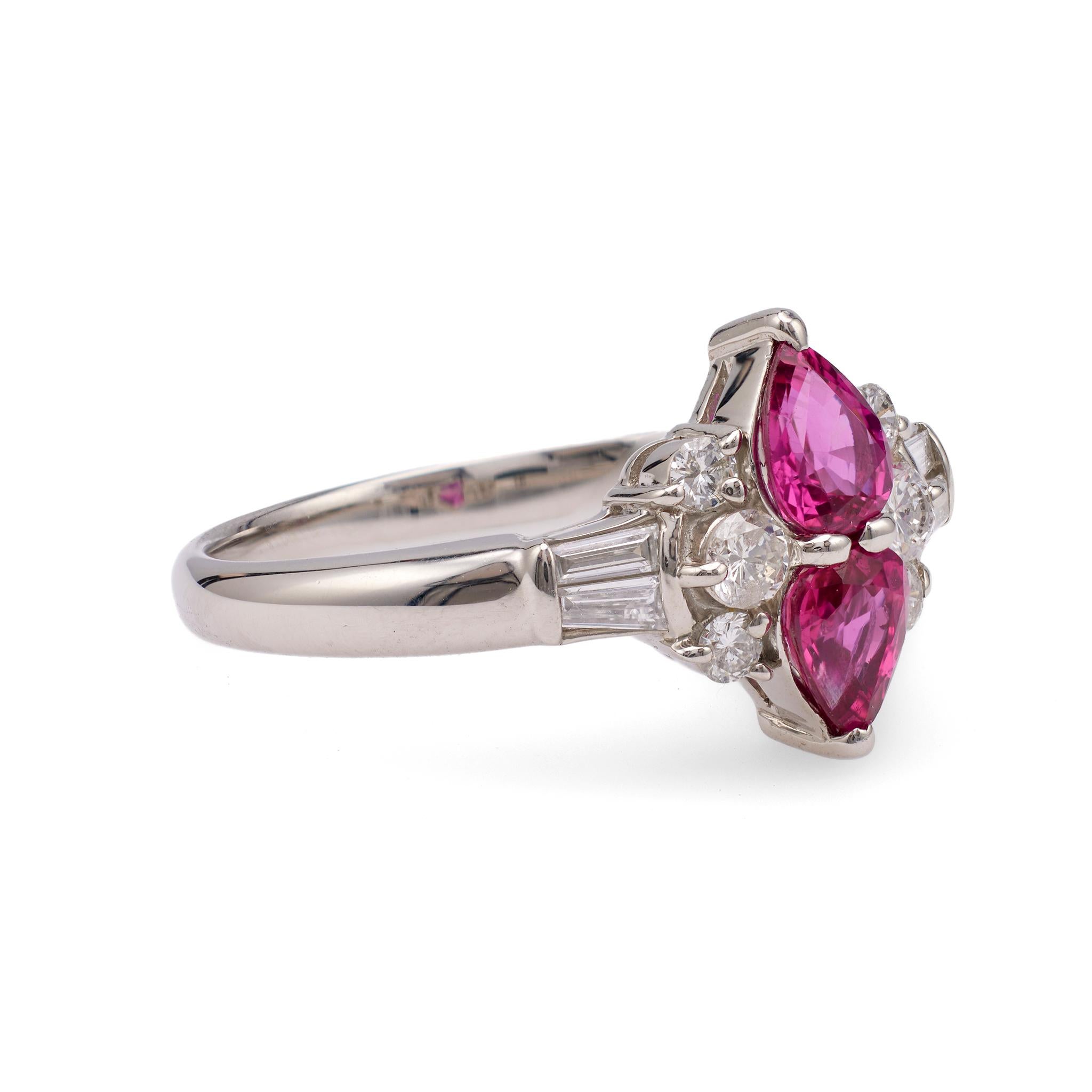 Ruby and Diamond Platinum Ring In Excellent Condition For Sale In Beverly Hills, CA