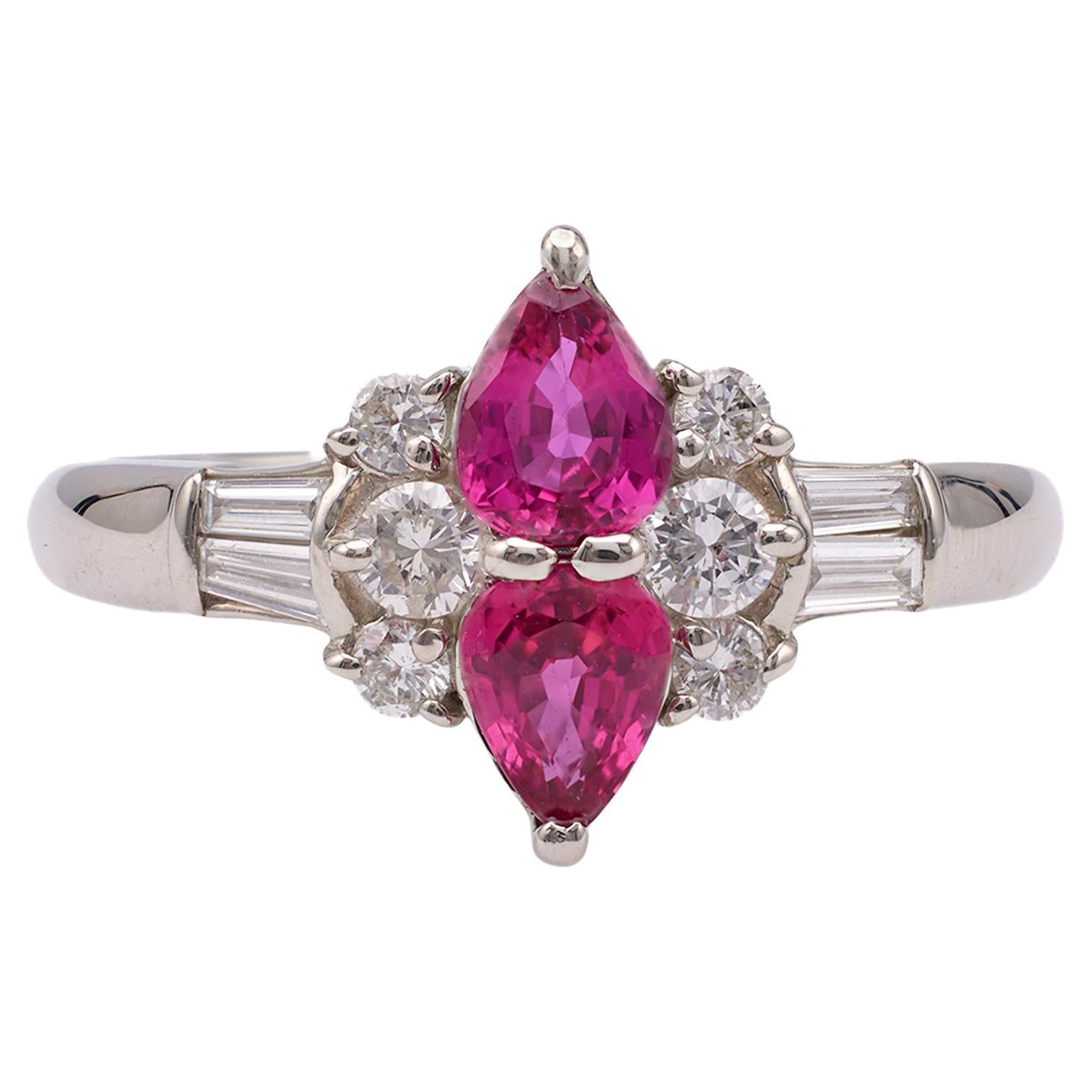 Ruby and Diamond Platinum Ring For Sale